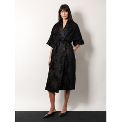 Edolo oversize velvet coat with damask motif