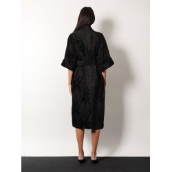 Edolo oversize velvet coat with damask motif