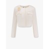 Satin blazer with 3d flower