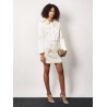 Satin blazer with 3d flower