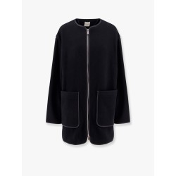 Wool blend coat with lateral slits