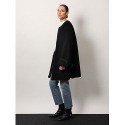 Wool blend coat with lateral slits