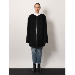 Wool blend coat with lateral slits
