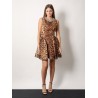 Linen and silk mini dress with animalier print