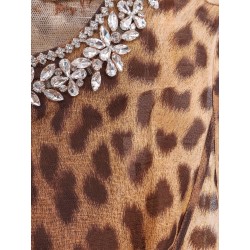 Linen and silk mini dress with animalier print