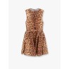 Linen and silk mini dress with animalier print