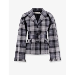 Madras blazer with belt and removable scarf