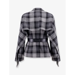 Madras blazer with belt and removable scarf