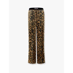 Stretch silk trouser with animalier print