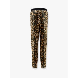 Stretch silk trouser with animalier print