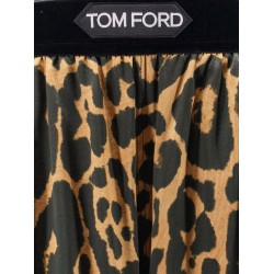 Stretch silk trouser with animalier print