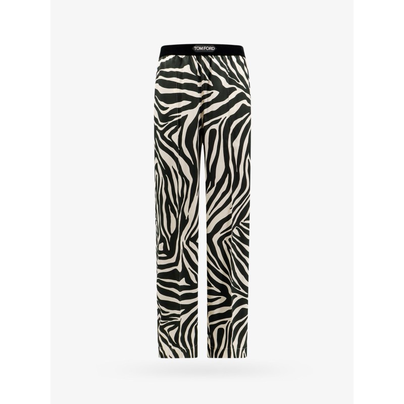 Stretch silk trouser with animalier print