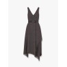 Virgin wool tweed dress with leather belt