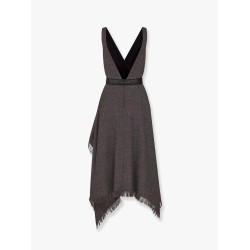 Virgin wool tweed dress with leather belt