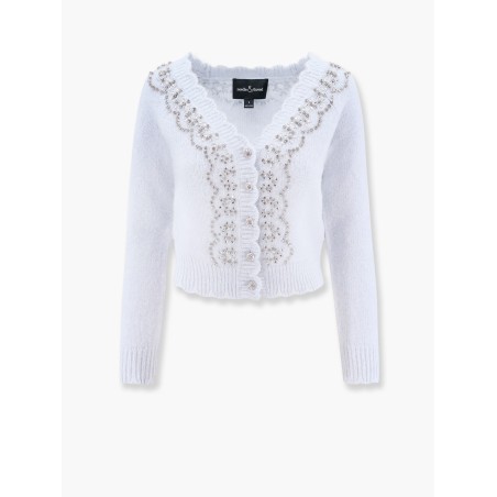 Alpaca and wool cardigan with rhinestones