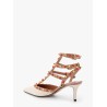 Rockstud leather slingback with cabochon stones