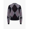 Perforated cashmere sweater with diamond pattern