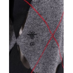 Perforated cashmere sweater with diamond pattern