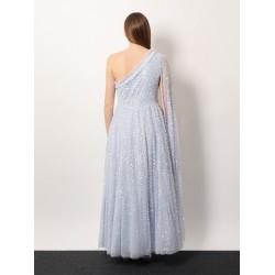 One-shoulder long dress with sequins