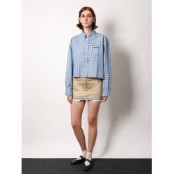 Cotton skirt with check insert on the bottom