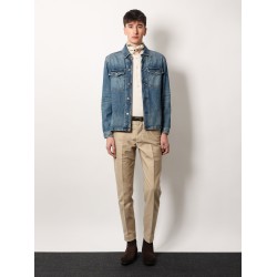 Cotton trosuer with leather logo patch