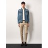 Cotton trosuer with leather logo patch