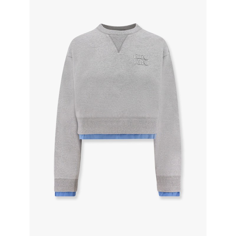 Cotton sweatshirt with miu miu patch