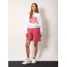 Cotton sweatshirt with frontal flocked logo
