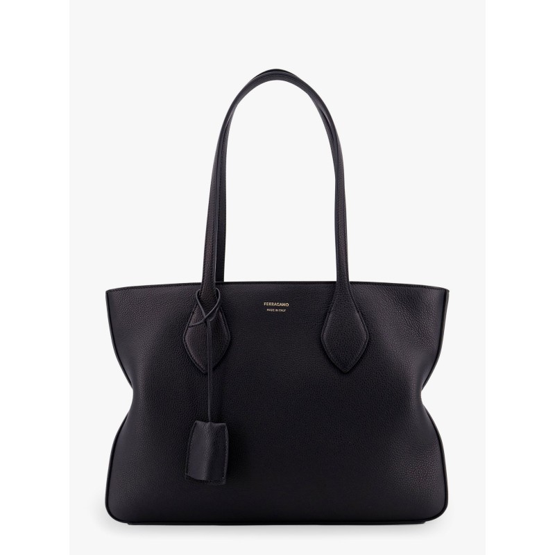 Leather shoulder bag with logo on the front