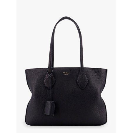 Leather shoulder bag with logo on the front