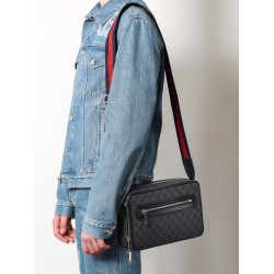 Gg supreme fabric and leather shoulder bag