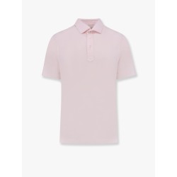 Cotton and linen polo shirt with classic collar