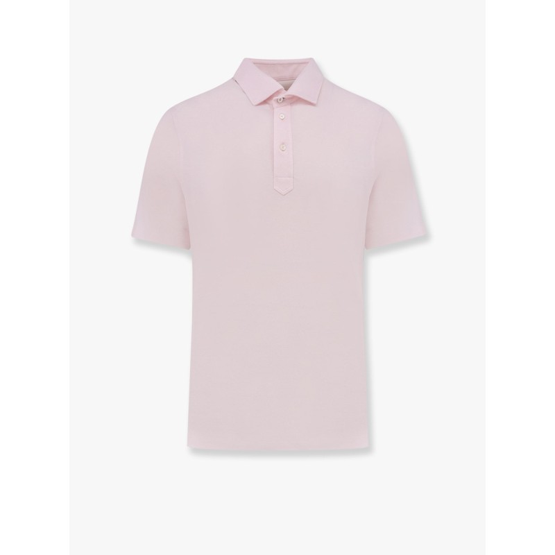 Cotton and linen polo shirt with classic collar