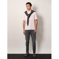 Cotton and linen polo shirt with classic collar