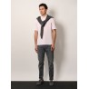 Cotton and linen polo shirt with classic collar