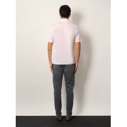 Cotton and linen polo shirt with classic collar