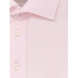 Cotton and linen polo shirt with classic collar