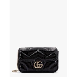 Gg marmont patent leather shoulder bag with frontal gg logo