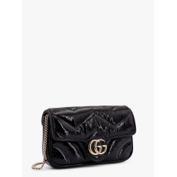 Gg marmont patent leather shoulder bag with frontal gg logo
