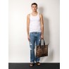 Nylon shoulder bag with animalier print