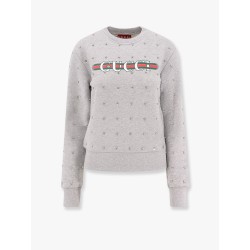 Cotton sweatshirt with all-over rhinestones