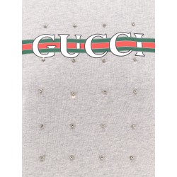 Cotton sweatshirt with all-over rhinestones