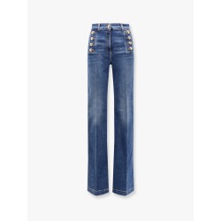 Stretch denim jeans with metal buttons