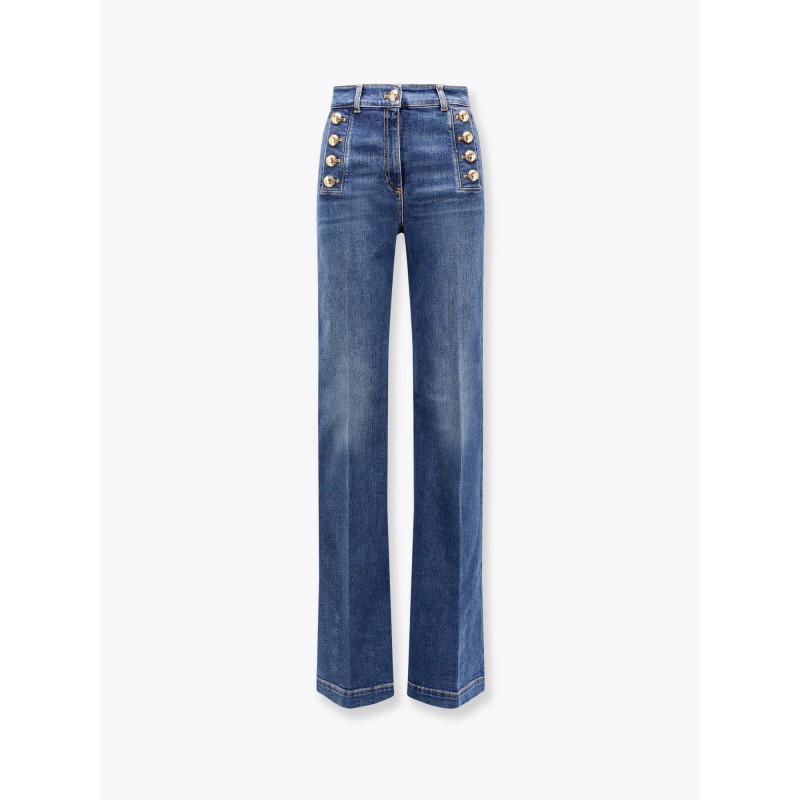 Stretch denim jeans with metal buttons