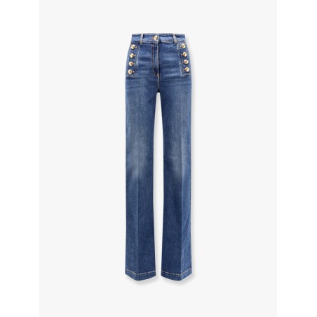 Stretch denim jeans with metal buttons