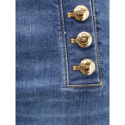 Stretch denim jeans with metal buttons