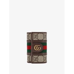 Gg supreme fabric and leather key ring