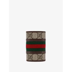 Gg supreme fabric and leather key ring