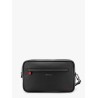 Leather clutch with metal logo