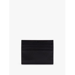 Leather card holder with metal logo